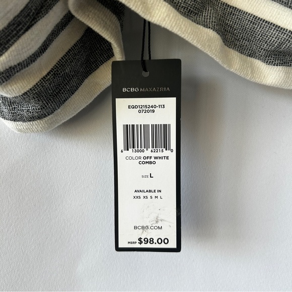 BCBGMaxAzria Women's Off White Grey Cropped Linen Top Size Large - Picture 5 of 9